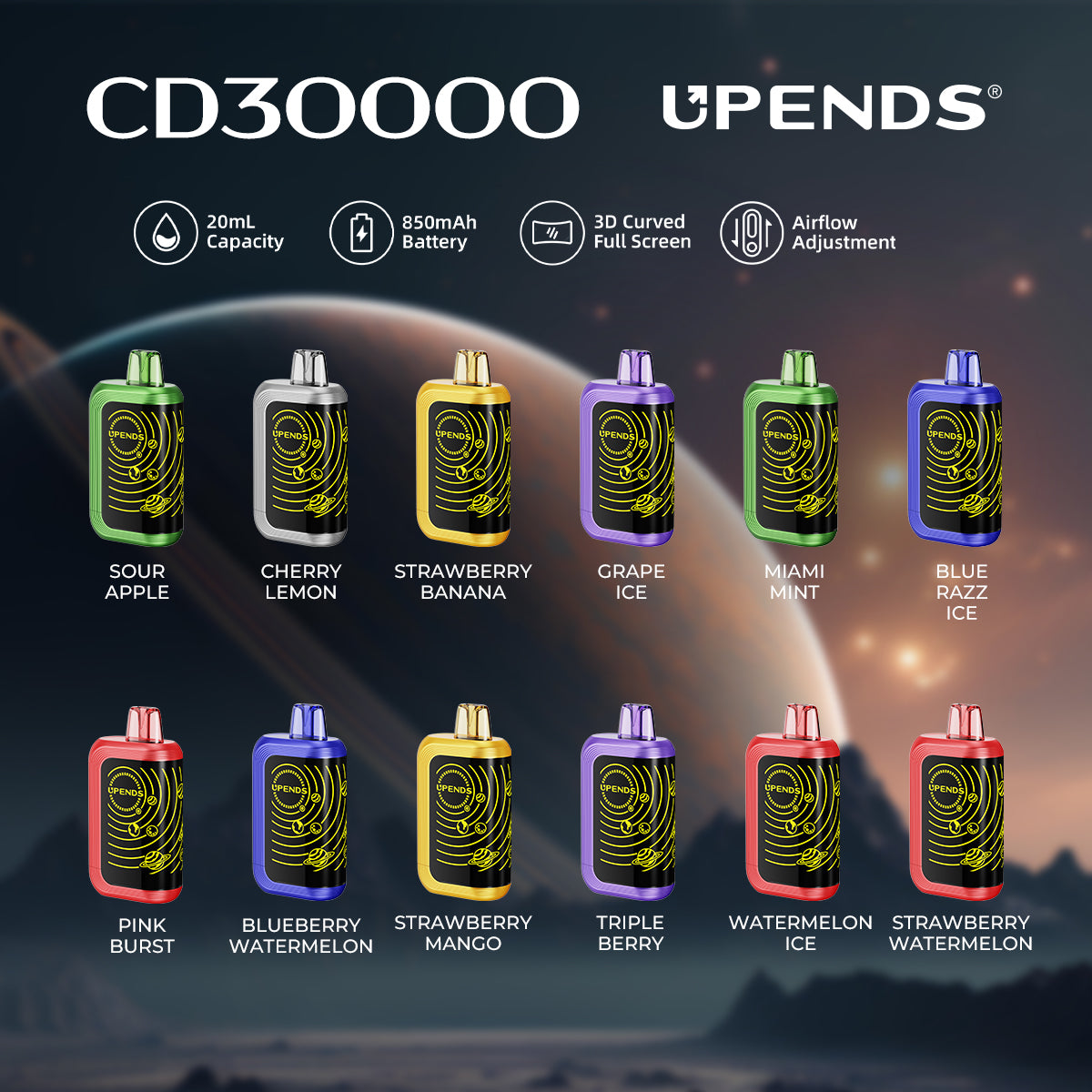 UPENDS CD30000 – 30 000 Zaciągnięć, 10 Aromatów